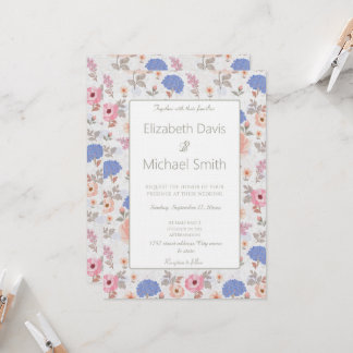 Convite Vintage Pastel Botanical Watercolor Flowers