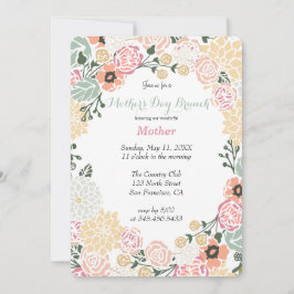 Convite Vintage Pastel Flower Wreath Party Modelo