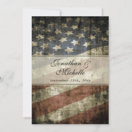 Convite Vintage Patriotic American Flag Wedding