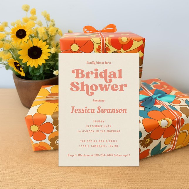 Convite Vintage Peach Cream Retro (Criador carregado)