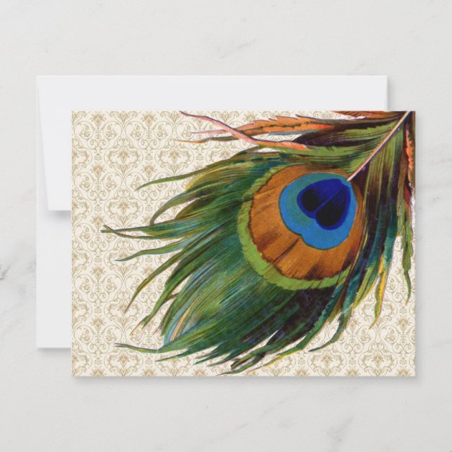 Convite Vintage Peacock Feather Bridal Tea (Frente)