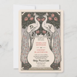 Convite Vintage Peacock Love Wedding