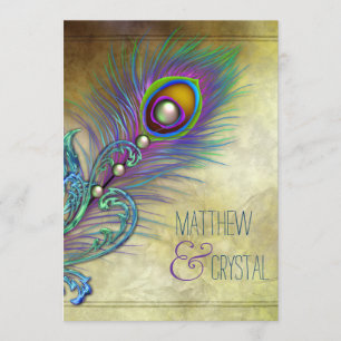Convite Vintage Peacock Wedding