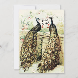 Convite Vintage Peacocks Bridal Tea