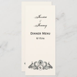 Convite Vintage Peacocks Monograma Ivory BG