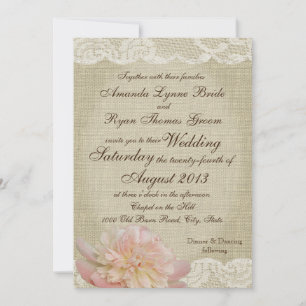 Convite Vintage Peony e Lace Wedding