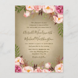 Convite Vintage Peony Rosa Blush Invtions