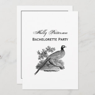 Convite Vintage Pheasant Game Bird Drawing BW