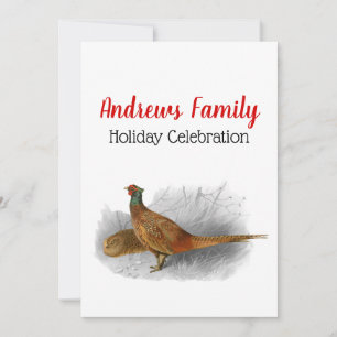 Convite Vintage Pheasant Game Bird Drawing Color 3