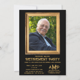 Convite Vintage Photo Frame Black Retirement Party