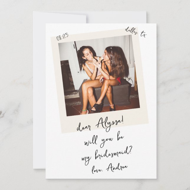 Convite Vintage Photo Handwritten Bridesmaid Proposal (Frente)