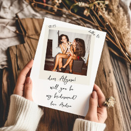 Convite Vintage Photo Handwritten Bridesmaid Proposal