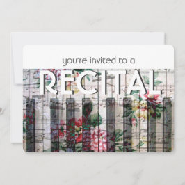 Convite vintage piano floral design recital, evento musica