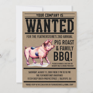 Convite Vintage Pig Roast Family Invances