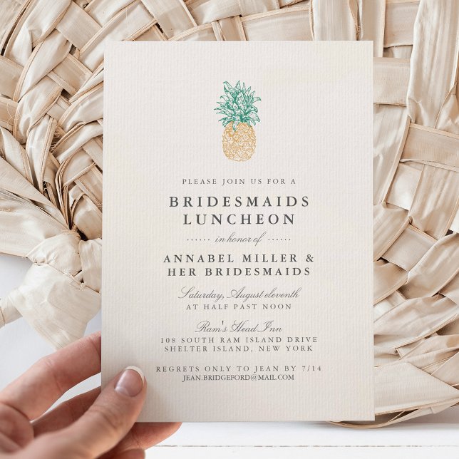 Convite Vintage Pineapple Bridesmaids Luncheon (Criador carregado)