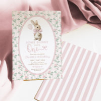 Vintage Pink primeiro aniversario Coelho Floral