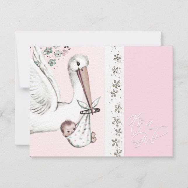 Convite Vintage Pink Storey - Chás (Frente)