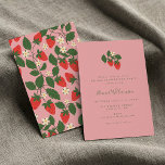 Convite Vintage Pink Strawberry Chá de panela Tea Party<br><div class="desc">Summer Vintage Pink Strawberry Boho Nature Chá de panela Tea Convite de festas</div>