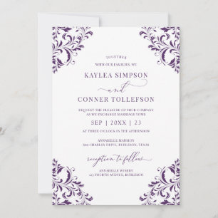 Convite Vintage Plum / Caligrafia Roxa