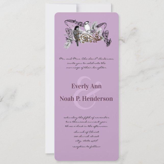 Convite Vintage Plum Love Bird Invitation (Frente)