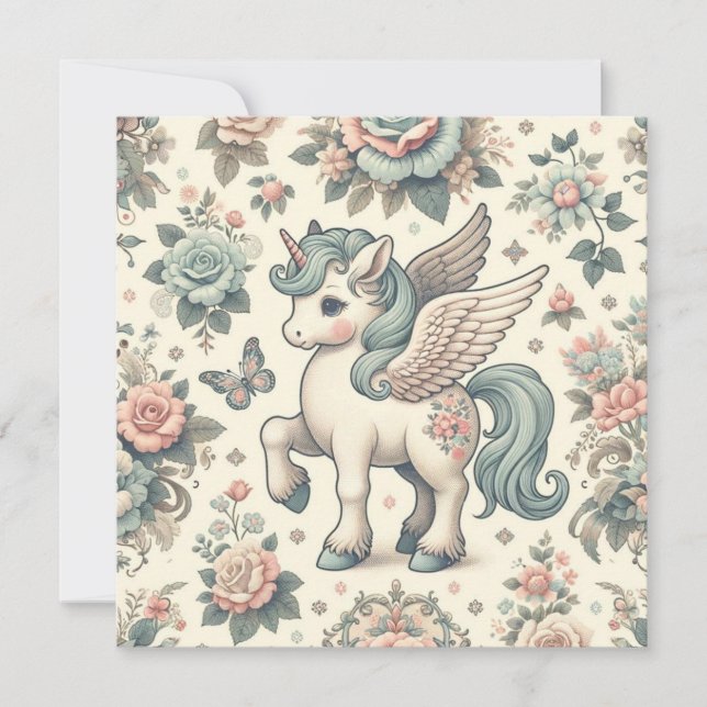 Convite Vintage Pony's Delightful Blooms (Frente)