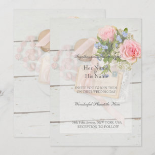 Convite Vintage primavera floresce romântico casamento edi