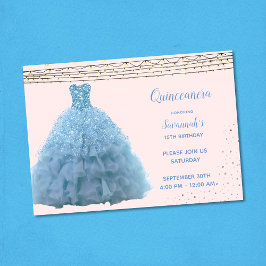 Convite Vintage Princess Gown String Luzes Quinceanera