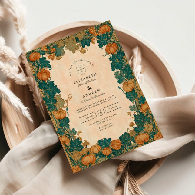 Convite Vintage Pumpkin Harvest Wedding (Criador carregado)