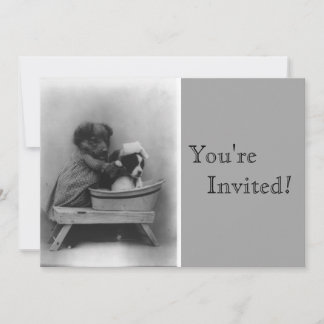 Convite Vintage Puppies No Aniversário