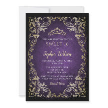 Vintage Purple Princesa Dourada Tiara Sweet 16