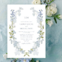 Vintage QR Code Dusty Blue Garden Casamento Monogr