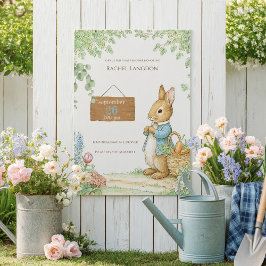 Convite Vintage Rabbit Garden Baby Shower 