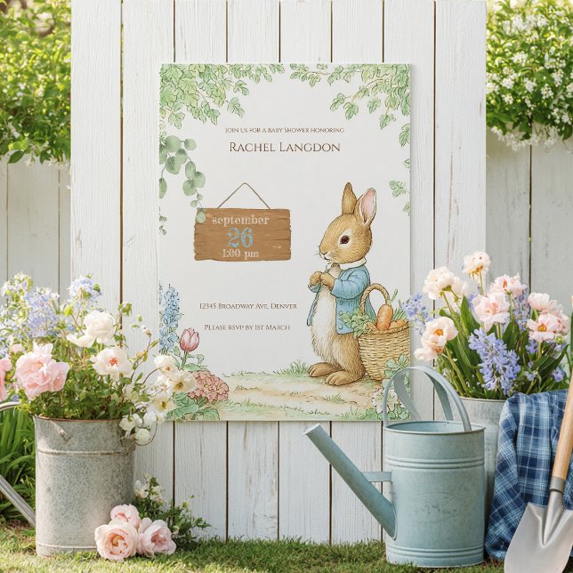 Convite Vintage Rabbit Garden Baby Shower  (Criador carregado)