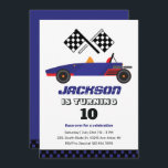 Convite Vintage Race Car Kids Boys Aniversário<br><div class="desc">Design para crianças,  rapazes ou raparigas que adoram corridas de carros,  carros desportivos,  velocidade e carro de brinquedos. Perfeito para a festa de aniversário do tema do construtor. Você pode personalizar o texto para ajustado outras ocasiões.</div>