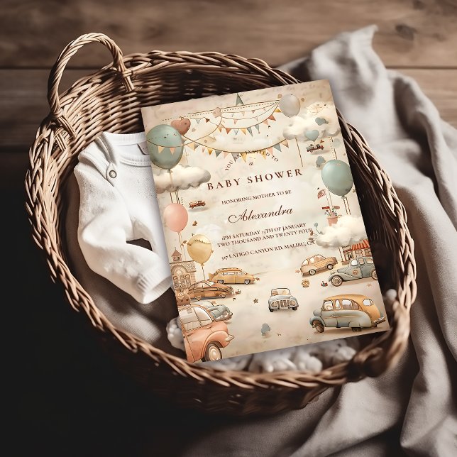 Convite Vintage Racing Baby Shower (Criador carregado)