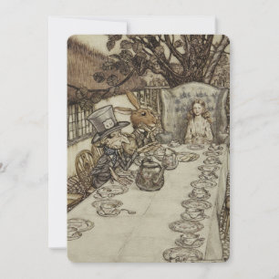 Convite Vintage Rackham Mad Tea Party Alice no País das Ma