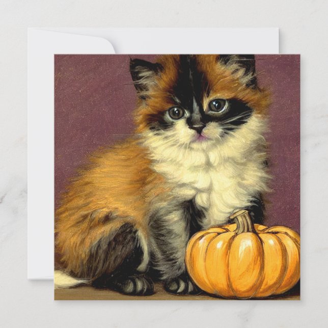 Convite Vintage Ragdoll Halloween Cat (Frente)