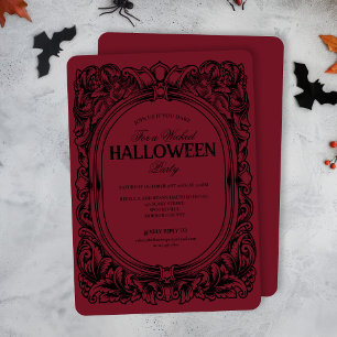 Convite Vintage Red Black Halloween Party