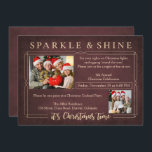 Convite Vintage Red Chalkboard Natal Party<br><div class="desc">"Sparkle & Shine It's Christmas Time" (Hora de Natal) aparece no topo em "Blond Gold Foil" (Folha de Ouro Loura e Loura) aparece na parte inferior da Folha de Ouro Loura. Personalize com sua saudação pessoal,  nomes de família e nomes individuais.</div>