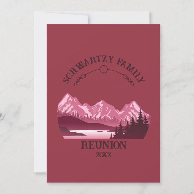 Convite Vintage Red Mountain Lake Sunset (Frente)