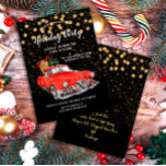 Convite Vintage Red Old Car Christmas<br><div class="desc">Vintage, velho carro vermelho, o convite de natal das estrelas douradas. O texto pode ser alterado utilizando o menu "Detalhes" à direita. Para ajustado de tudo para as suas necessidades, clique no botão "Personalizar" e você pode alterar o estilo e a cor do texto. Outras cores estão disponíveis. Por favor,...</div>