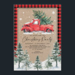 Convite Vintage Red Truck, Festa de Natal Feliz de inverno<br><div class="desc">Espalhar vibrações de feliz com este convite de festas de Natal de inverno apressado</div>