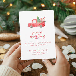 Convite Vintage Red Truck Merry Christmas Holiday Card