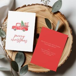 Convite Vintage Red Truck Merry Christmas Holiday Card
