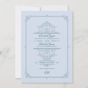 Convite Vintage Regency Ornamentado Wedding Salve As Datas