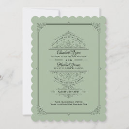 Convite Vintage Regency Sage Green Wedding