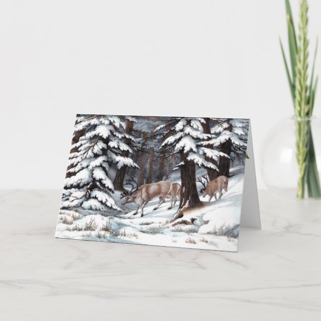 Convite Vintage Reindeer Christmas Greeting Invitations (Frente)