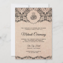 Vintage Renda Preta Rustica Linho Islâmico Mehndi