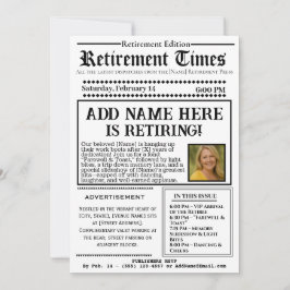 Convite Vintage “Retirement Times” Newspaper Invitation