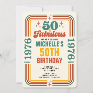 Convite Vintage Retro 50 E Fabuloso Aniversário